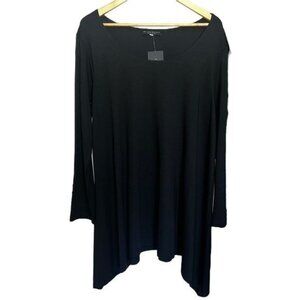 Bryn Walker Chester Tunic Black Long Sleeve Asymmetrical Hem Womens Top Size S